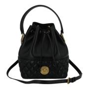 Zwarte Lam Leren Bucket Schoudertas Versace , Black , Heren