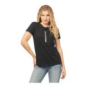 Zwarte Katoenen Pima Slim Fit T-shirt Armani Exchange , Black , Dames