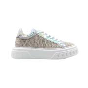 Zilveren Geweven Ketting Sneakers Casadei , Beige , Dames