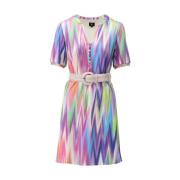 Kleurrijke jurk met riem K-Design , Multicolor , Dames