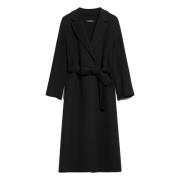 Zwarte Esturia Jas met V-Hals en Zakken Max Mara , Black , Dames