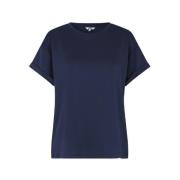 Donkerblauw Basic T-shirt met Omgeslagen Mouw mbyM , Blue , Dames