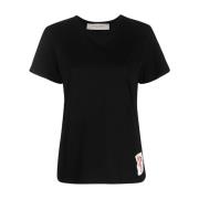 Zwart Katoenen Logo Crew Neck T-shirt Golden Goose , Black , Dames