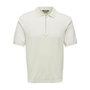 Casual Zip Polo Shirt Elevate Style Only & Sons , White , Heren