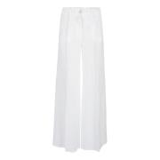 Wide Trousers Via Masini 80 , White , Dames