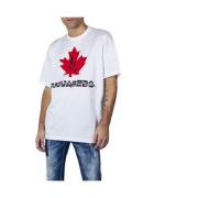 Oversized Canada Flower T-shirt Dsquared2 , White , Heren
