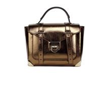 Stijlvolle Metallic Leren Top Handvat Satchel Michael Kors , Brown , D...