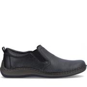 Comfortabele zwarte leren flats voor zakelijk gebruik Rieker , Black ,...