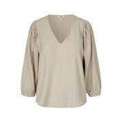 Beige V-hals Blouse Antoni mbyM , Beige , Dames