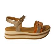 Oranje/Oker Leren Dames Sandalen Pedro Miralles , Brown , Dames