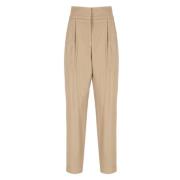 Beige Viscose en Virgin Wool Broek Fabiana Filippi , Beige , Dames