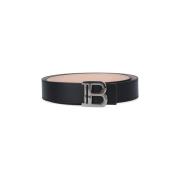 Zwarte Omkeerbare Leren Riem voor Heren Balmain , Black , Heren