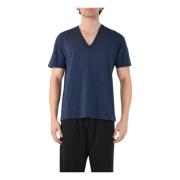 Katoenen V-hals T-shirt regular fit Mauro Grifoni , Blue , Heren