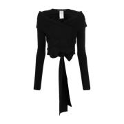 Zwarte Stretch Jersey Top met Lange Mouwen Dolce & Gabbana , Black , D...