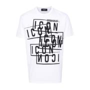 Icon Stamps Logo Print T-shirt Dsquared2 , White , Heren