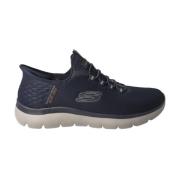 Blauwe Stretch Fit Sneakers met Memory Foam Skechers , Blue , Heren