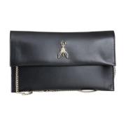 Zwarte Pochette met Gouden Vlieglogo Patrizia Pepe , Black , Dames