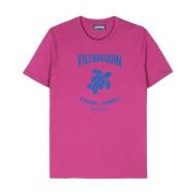 Fuchsia Katoen Logo T-shirt Vilebrequin , Pink , Heren
