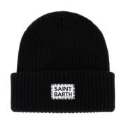 Zwarte wollen blend beanie muts MC2 Saint Barth , Black , Dames