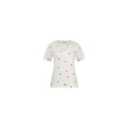 Phill V-neck Pink Flower T-shirt Fabienne Chapot , White , Dames