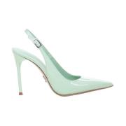 Elegante Leren Sandaal met Hak Sergio Levantesi , Green , Dames