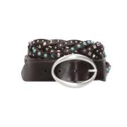 Leren Riem met Zilveren Gesp Orciani , Black , Dames