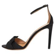 Pre-owned Satin sandals Salvatore Ferragamo Pre-owned , Black , Dames