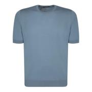 Blauw Katoen Ronde Hals T-shirt Regular Fit Tagliatore , Blue , Heren