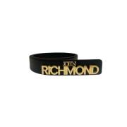 Leren Riem met Logo John Richmond , Black , Heren