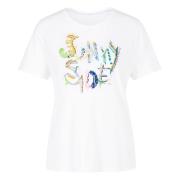 Kleurrijk Print T-shirt met kralen en pailletten Marc Cain , White , D...