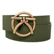 Maxi Logo Leren Riem Kocca , Green , Dames