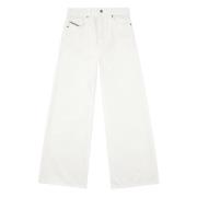 Vintage Witte Wide Leg Jeans Diesel , White , Dames