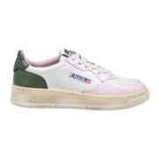 Vintage Leren Sneakers Wit/Roze/Groen Autry , Multicolor , Dames