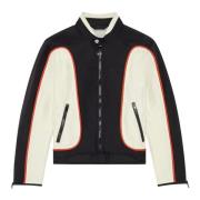 Biker jacket in colour-block nylon Diesel , Multicolor , Heren