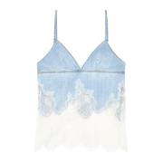 Strappy top in denim and lace Diesel , Blue , Dames