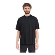 Zwarte Logo Patch T-shirt Regular Fit Dsquared2 , Black , Heren