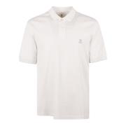 Polo Shirt met geborduurd logo Brunello Cucinelli , White , Heren