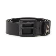 Glanzende leren Riem met logogesp Diesel , Black , Heren