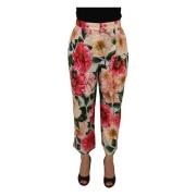 Multicolor Flora Hoge Taille Cropped Broek Dolce & Gabbana , Multicolo...