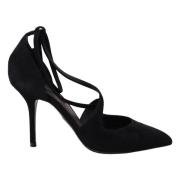 Zwarte Suède Enkelband Pumps Dolce & Gabbana , Black , Dames