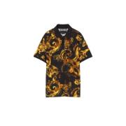 Versace Jeans Couture Allover Print Polo Heren Zwart/Goud Versace Jean...