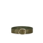 Khaki Groene Leren Riem met Gouden Gesp Essentiel Antwerp , Green , Da...