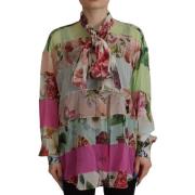 Multicolor Bloemen Patchwork Ascot Kraag Blouse Dolce & Gabbana , Mult...