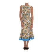 Majolica Print Sheath Midi Jurk Dolce & Gabbana , Multicolor , Dames