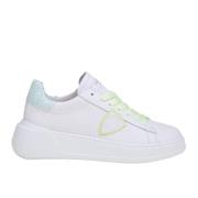 Witte Leren Sneakers met Glitter Hak Philippe Model , White , Dames