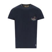 Navy Blauw Geborduurd Zak T-Shirt Bob , Blue , Heren