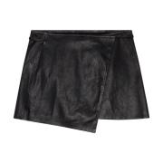 Wrap mini skirt in stretch leather Diesel , Black , Dames