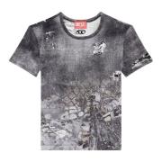 Cropped T-shirt with abstract print Diesel , Gray , Dames