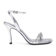 D-Vina Sdl - Strappy sandals in metallic leather Diesel , Gray , Dames