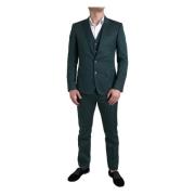 Smaragdgroen Slim Fit 3-Delig Pak Dolce & Gabbana , Green , Heren